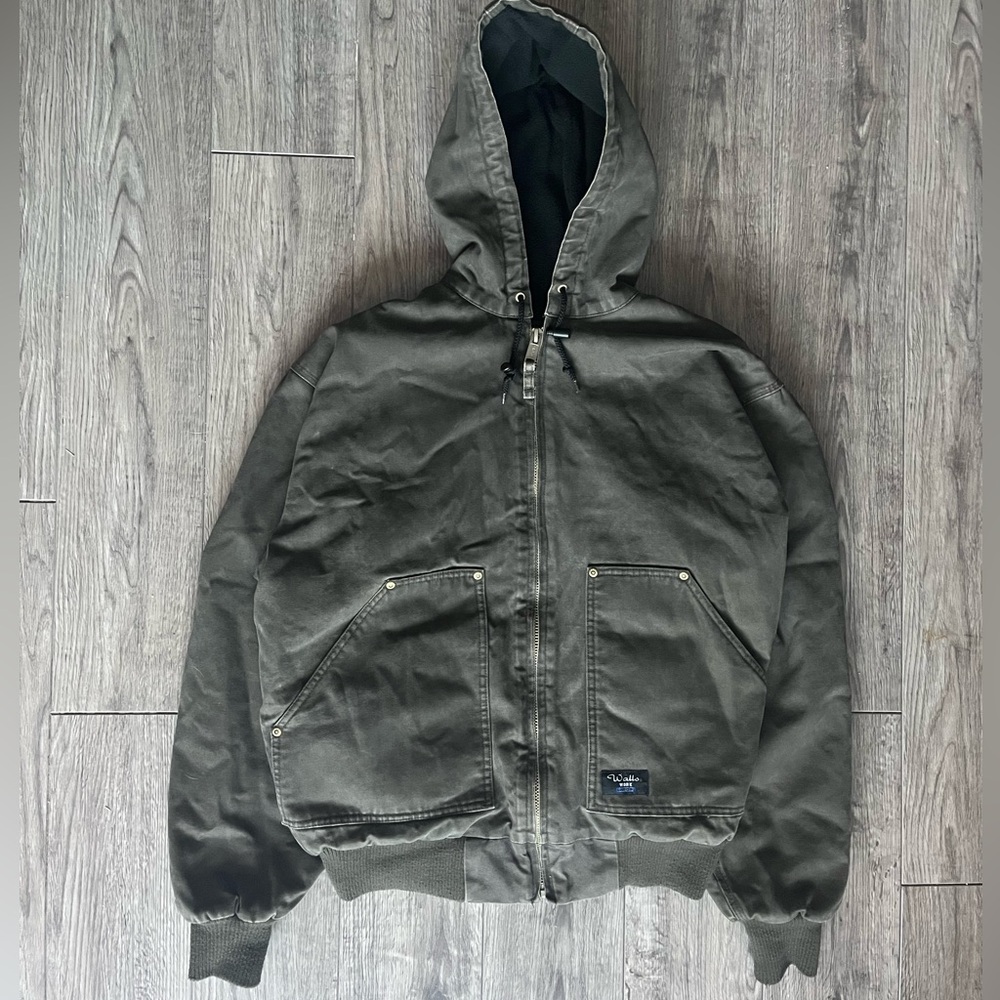 Walls Men’s Jacket Size Large Workwear Fleece Lined Hooded Brown